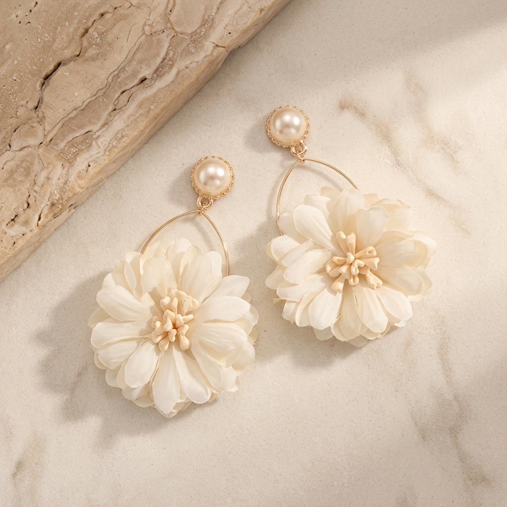 Women's Retro Floral Chrysanthemum Earrings, Daily All-Match